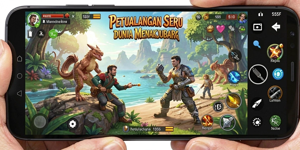 Tampilan gameplay menarik dari 555F yang penuh petualangan.