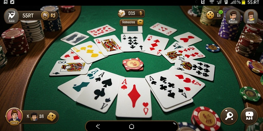 Tampilan gameplay seru di 55RT dengan suasana Gaple yang nyata.