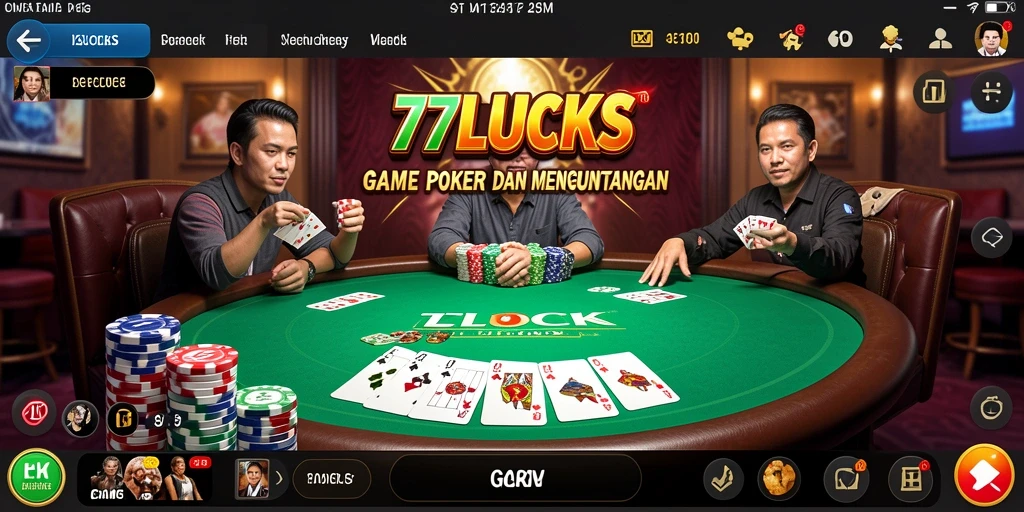 Screenshot permainan Poker yang menampilkan penggambaran mendebarkan di 77LUCKS.