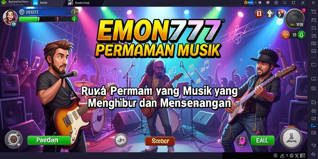 Gameplay EMON777 menampilkan interaksi seru dengan lagu-lagu favorit.