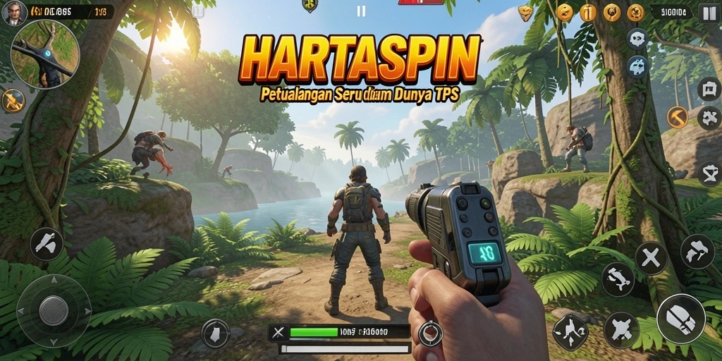 Gameplay menarik HARTASPIN dengan aksi menegangkan di lingkungan yang bervariasi.