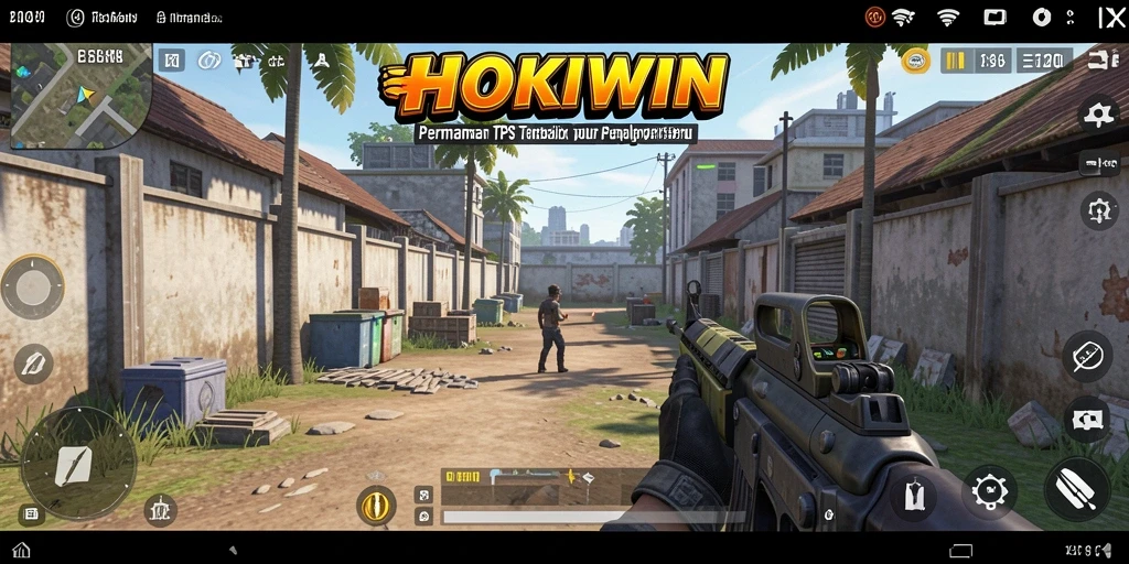Screenshot dari gameplay intens HOKIWIN dengan aksi tembak-menembak.