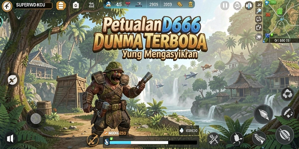 Tangkapan layar menunjukkan petualangan seru dalam dunia terbuka SUPERWD666.