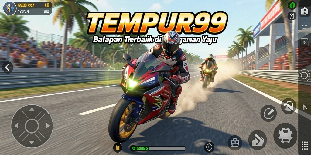 Gameplay seru TEMPUR99 yang menampilkan balapan motor.