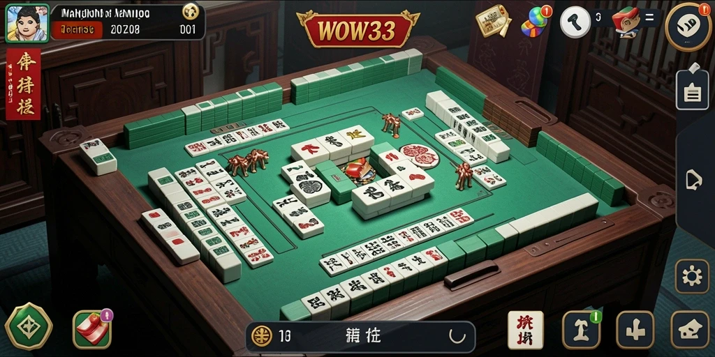 Tampilan gameplay WOW33 dengan desain papan Mahjong yang menarik.